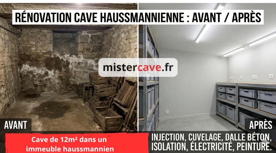 Rénovation de cave à Saint-Cloud : intervention MisterCave, traitement anti-humidité et cuvelage professionnel