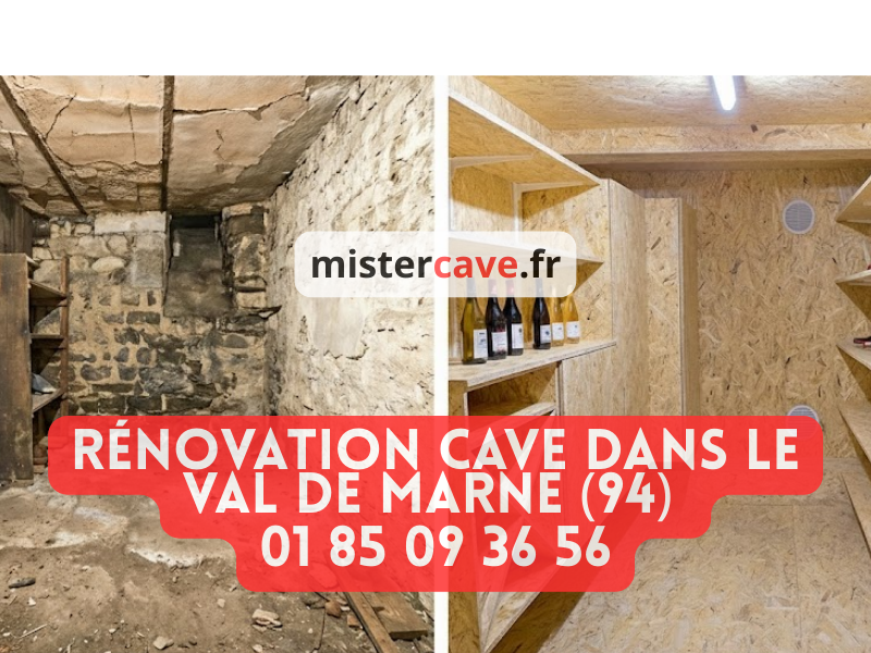 Rénovation cave dans le Val-de-Marne : traitement humidité et isolation dans une cave de pavillon avec murs en meulière et traitement anti-infiltrations près de la Marne